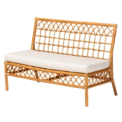 bali & pari Capella Modern Bohemian Honey Rattan Dining Bench Baxton Studio restaurant furniture, hotel furniture, commercial furniture, wholesale bar furniture, wholesale dining bench, classic dining bench
